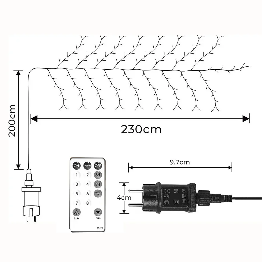 Lampu pohon Willow 14 LED, cahaya peri terang 8 mode tanaman buatan pohon Birch cabang pohon