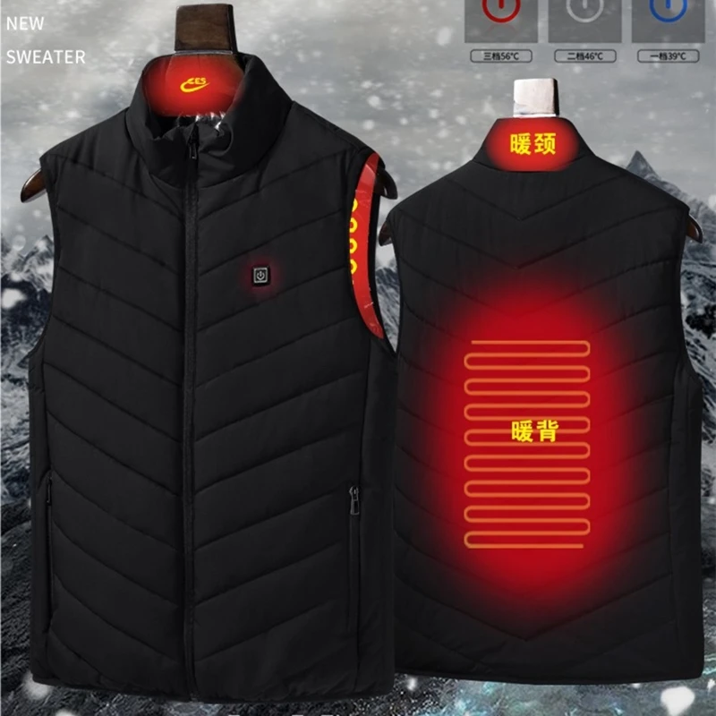 

Autumn Winter Couple Warm Jacket Stand Collar Heated Cotton Vest Men USB Safety Electric Heating Waistcoat Smart Heating Suit