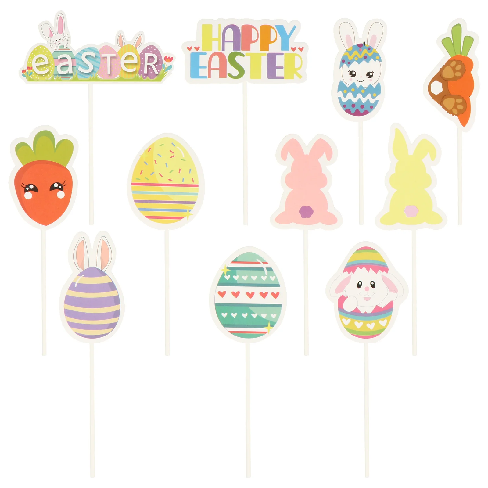 

22Pcs Easter Cake Decoration Insert Cards Lovely Fruit Toppers Easter Party Supplies Fun Photo Props Dessert Decorations