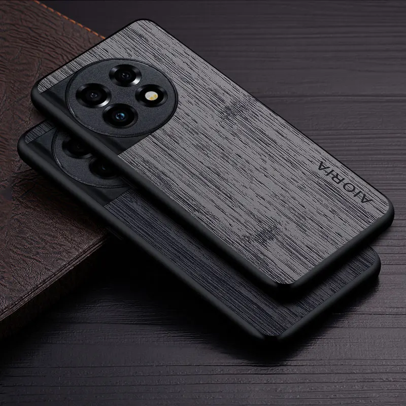 Case for OnePlus 10 Pro 10T 11 11R 5G funda bamboo wood pattern Leather phone cover Luxury coque for OnePlus 11R case capa