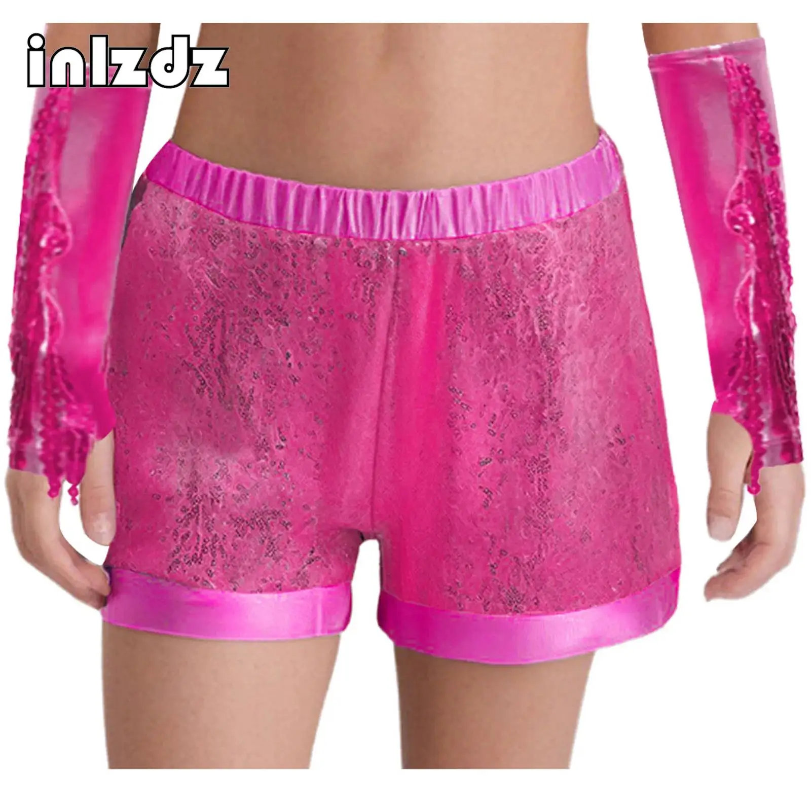 

Kids Girls Ballet Latin Jazz Dance Performance Dance Party Costume Elastic Waistband Glitter Sequin Metallic Patchwork Shorts
