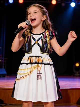 Popular Movie Hallyu Girl Group Black And White Girl Dress With Sequin Print, Party Role-Playing Costume