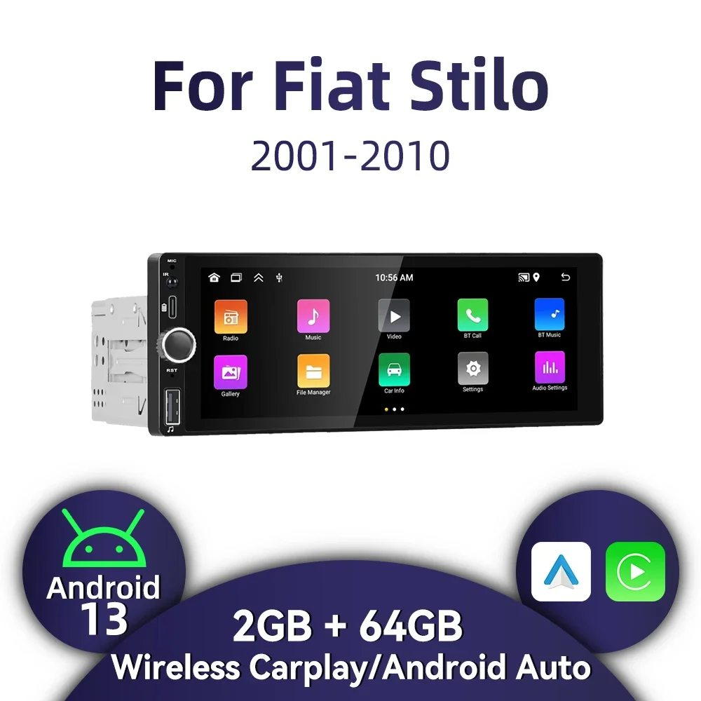 1 Din Car Radio Android for Fiat Stilo 2001-2010 6.86