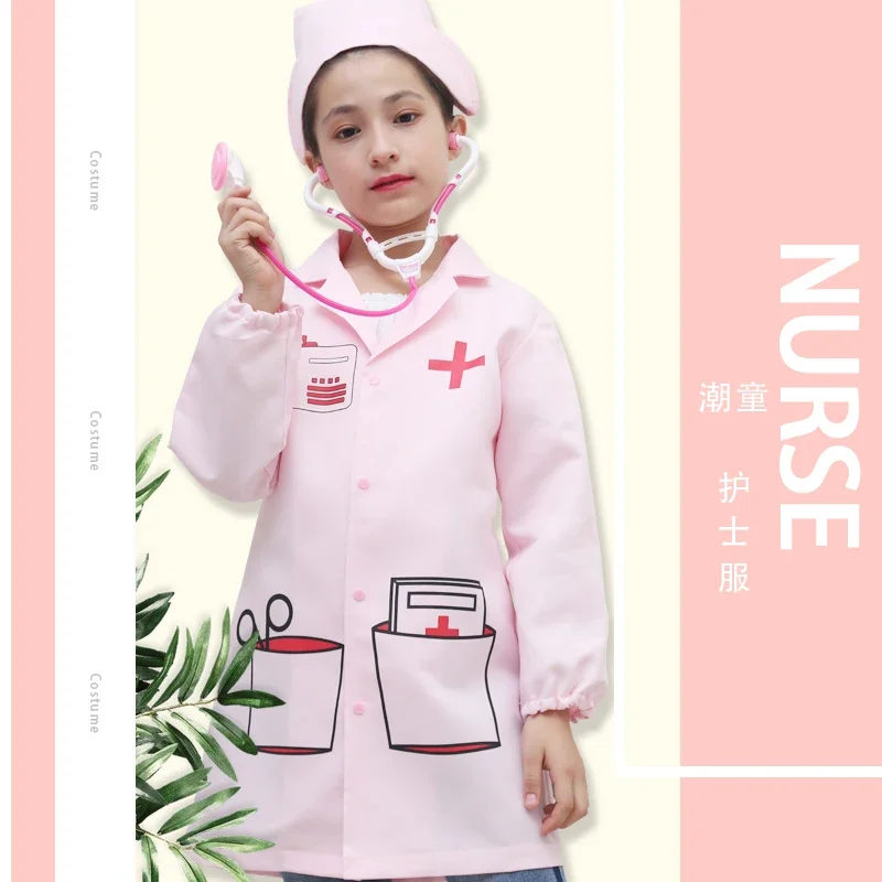 Halloween Costume Baby Toys Set Fancy Party Birthday Kids Cosplay Costume Doctor Nurse Work Children Uniform Cross Coat