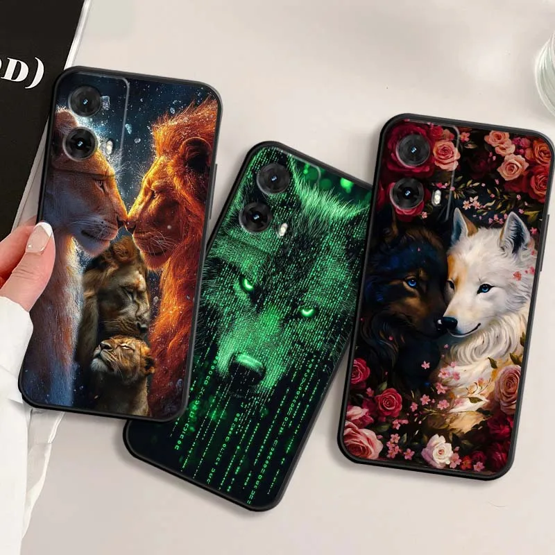 

Anime Wolf Art Cool For Motorola G85 Edge 50 G24 G35 G14 G04 40 G72 G34 G G54 G13 G32 5G Black Phone Case Cover