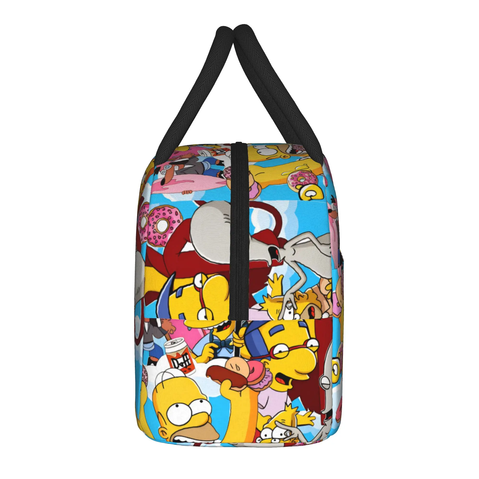 Funny SSimpsons Donut Party Fun Lunch Bag  School Lunch Box For Child Casual Tote Food Bags Oxford Portable Zipper Cooler Bag