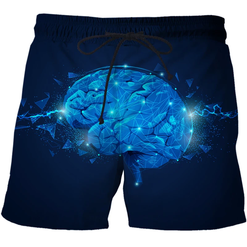 Pantalones cortos de playa con estampado 3D para hombre y mujer, Shorts de moda con patrón de datos y tecnología AI, novedad de 2022