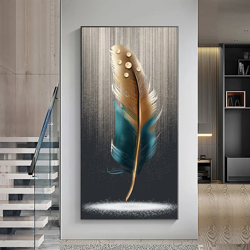 Modern Abstract Luxury Feather Posters One Piece Entrance Painting Wall Art Picture for iving Room Home Decoration No Frame