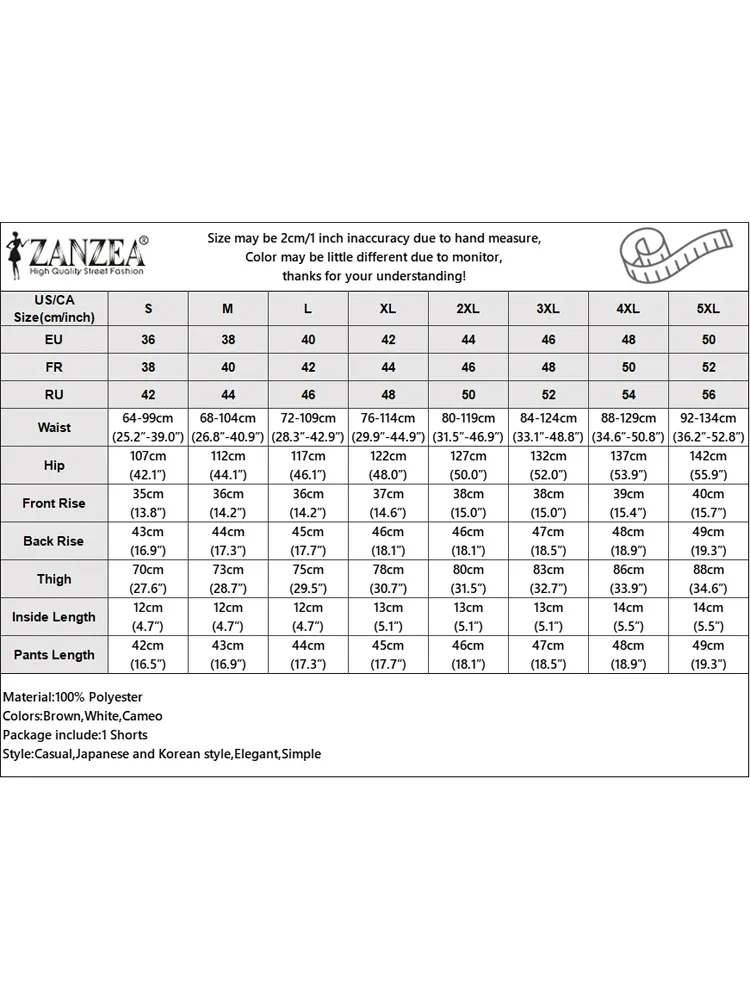 ZANZEA 2025 Damskie Letnie Szorty Spódniczki Elastyczna Talia Jednolite Szorty Codzienna Moda Wysoki Stan Kieszenie Vintage Oversize Szorty
