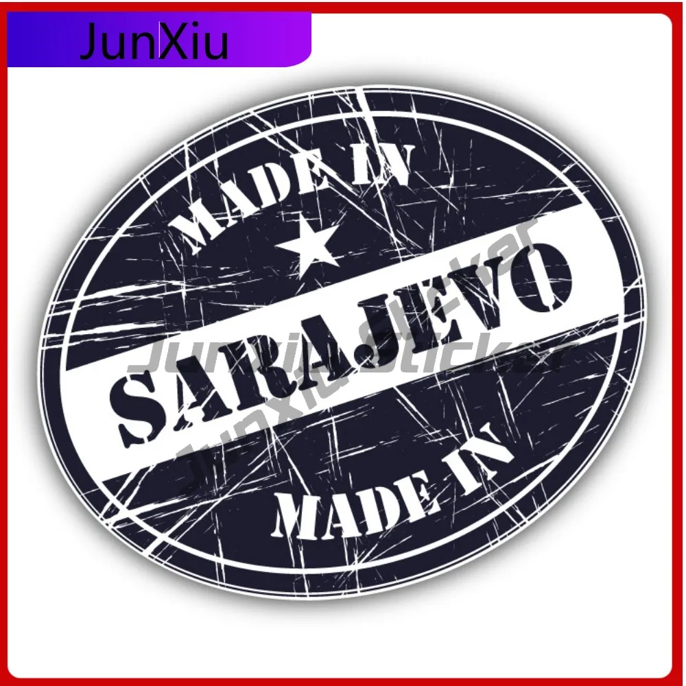 

Made In Sarajevo Creative Sticker Travel Stamp Car Decal Bumper Stickers Funny Style Bumper Use For He Auto Styling Accessory