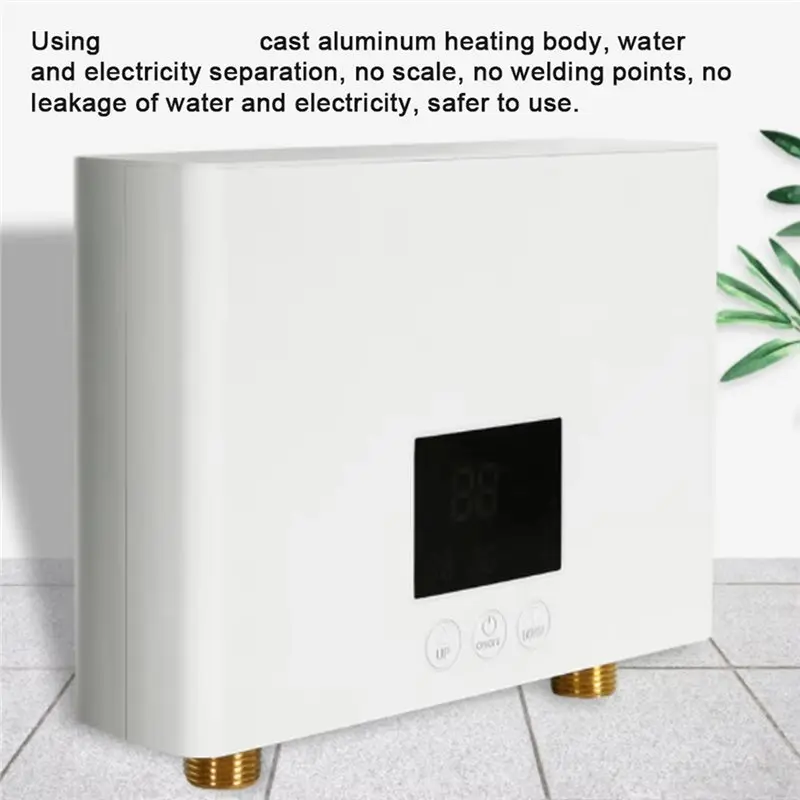 3KW Mini Electric Tankless Water Heater Wall-Mounted With LED Display 3-Level Temperature Adjustment EU Plug