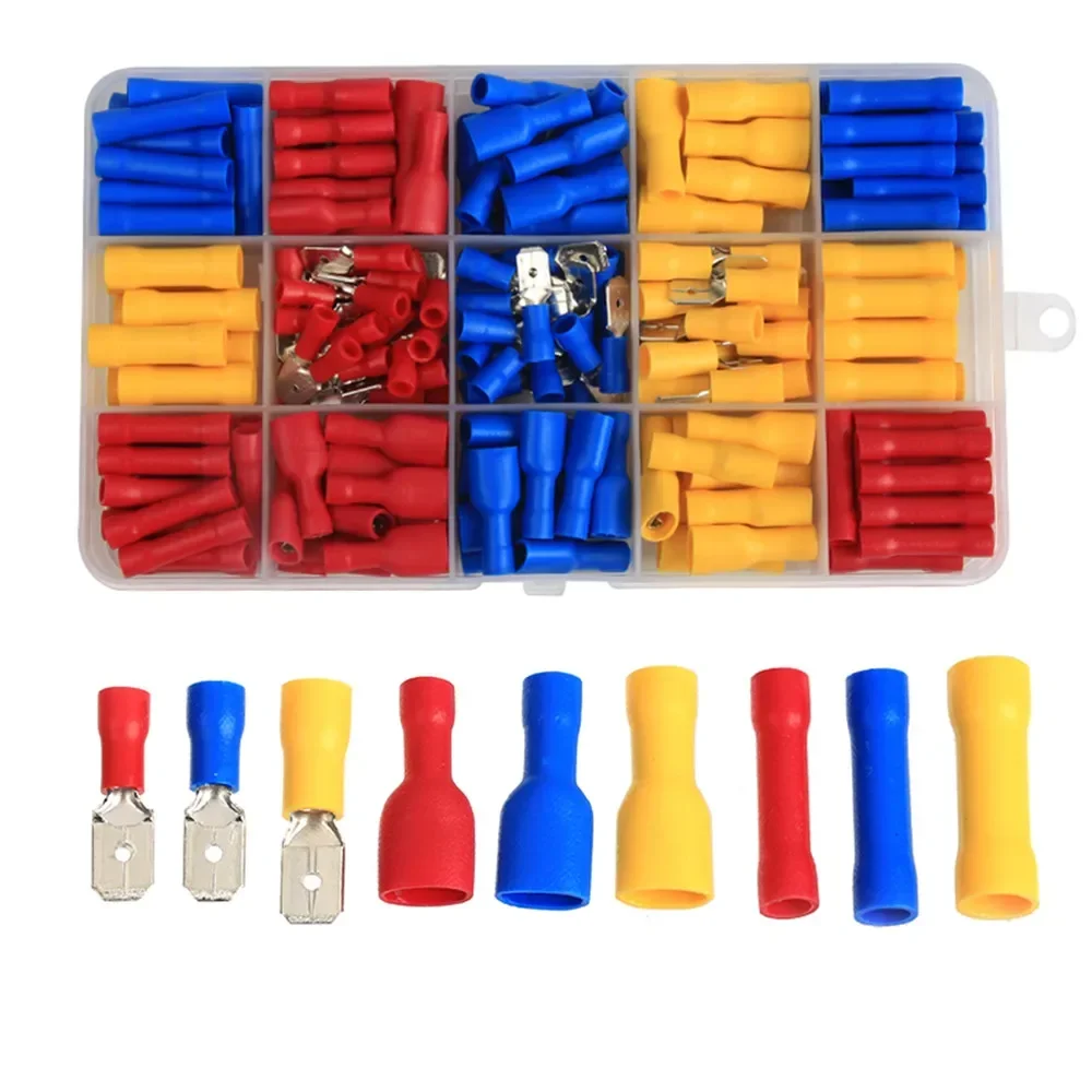 222 PCS Fully Insulated Male Female Spade Crimp Terminals Electrical Wire Butt Connector Assorted Kit AWG 22-10/0.5-6.0mm2