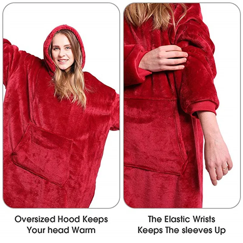 

Warm thick TV Hooded Sweater Blanket Unisex Giant Pocket Adult and Children Fleece Weighted Blankets for Beds Travel home