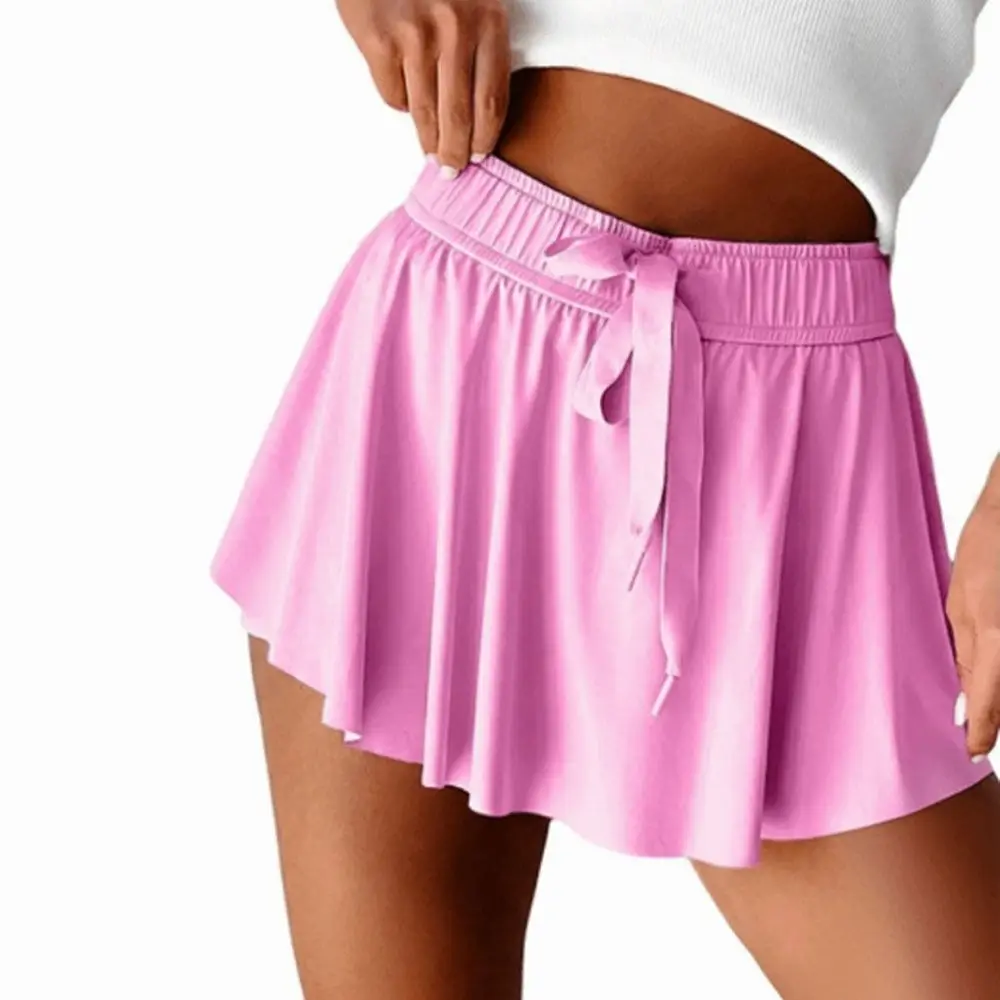 New with Drawstring Yoga Short Skirt Breathable Asymmetrical Hip-Hiding Skirt Quick Dry Dance Butt Covering Skirt Fitness