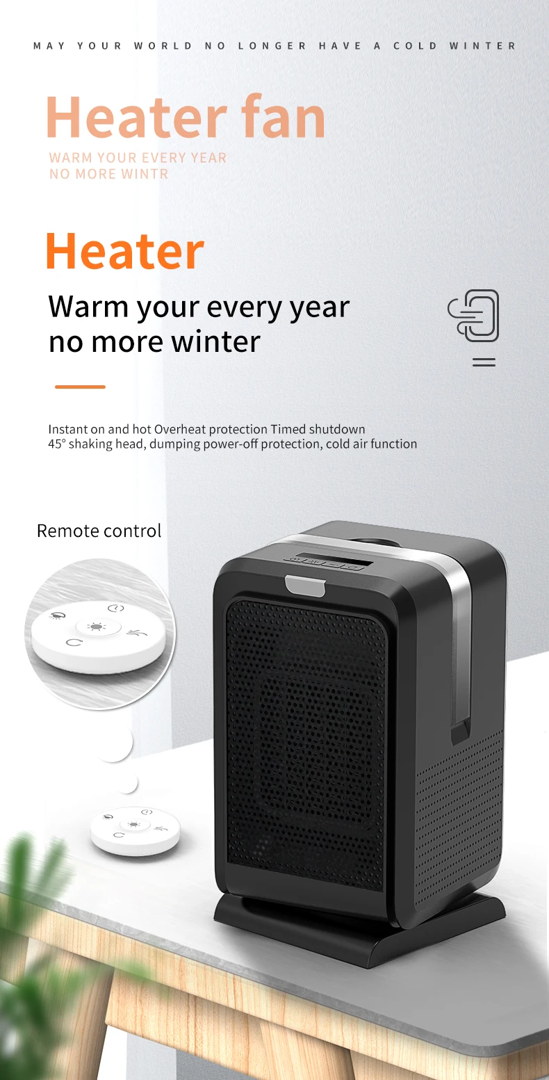 Raumheizung mit Fernbedienung, 1000W schnell erhitzende elektrische Keramik, Überhitzung und Kipp schutz, 90 ° oszillierende Heizung