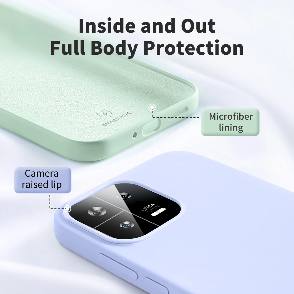 SmartDevil Liquid Silicon Phone Case for Xiaomi 14 13 Pro Candy Colored Soft Shell Newly Ultra-thin Anti Drop Protective Shell