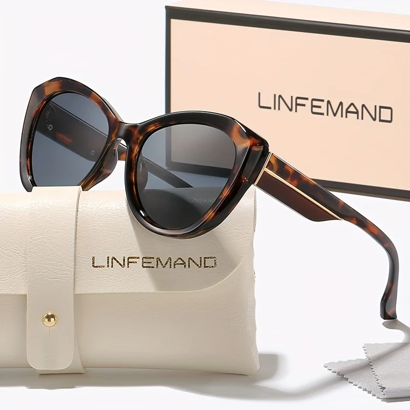 Linfeband trendige Katzenaugenbrille, modische Retro-Damen-Sonnenbrille, UV400, klassischer Rahmen, Fotografie-Requisiten, Weihnachtsgeschenk – Detail 6