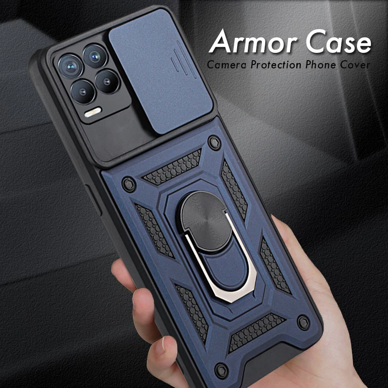 

For Realme 8 Pro Case Camera Protection Armor Phone Cover For Oppo Realme 8 Realme8 Pro 8Pro Magnetic Holder Ring Cover Coque