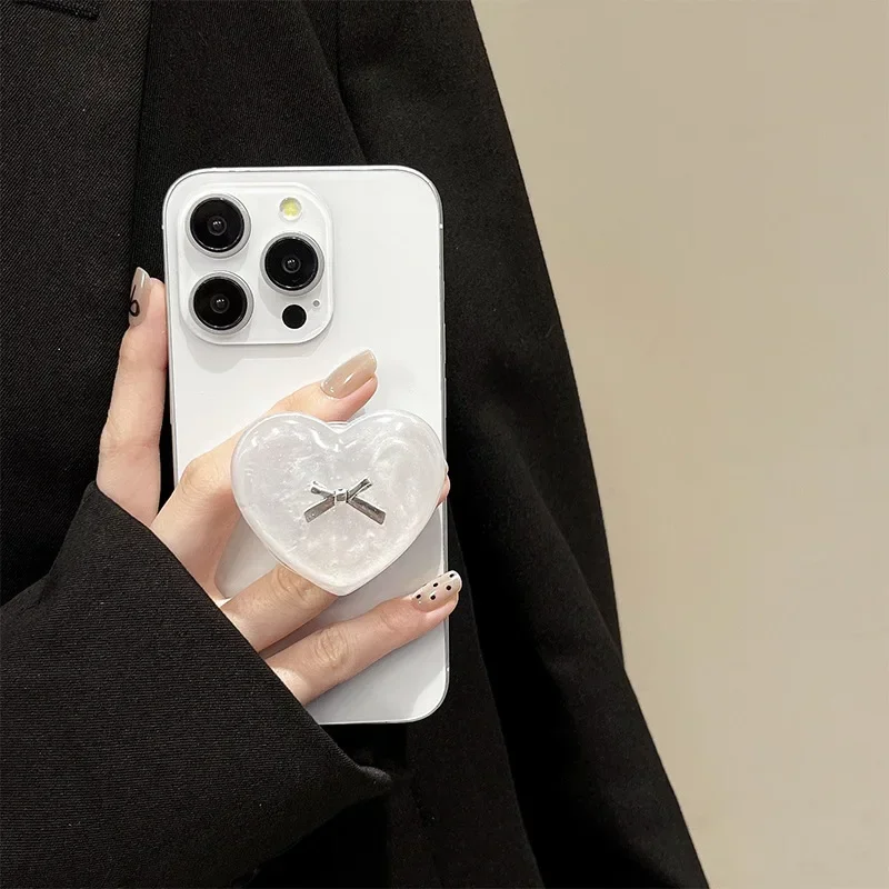 Fashion Ribbon Bowknot 3D Love Heart Phone Holder Foldable Grip Tok Universal Smart Tok For iPhone Samsung Socket Lazy Bracket