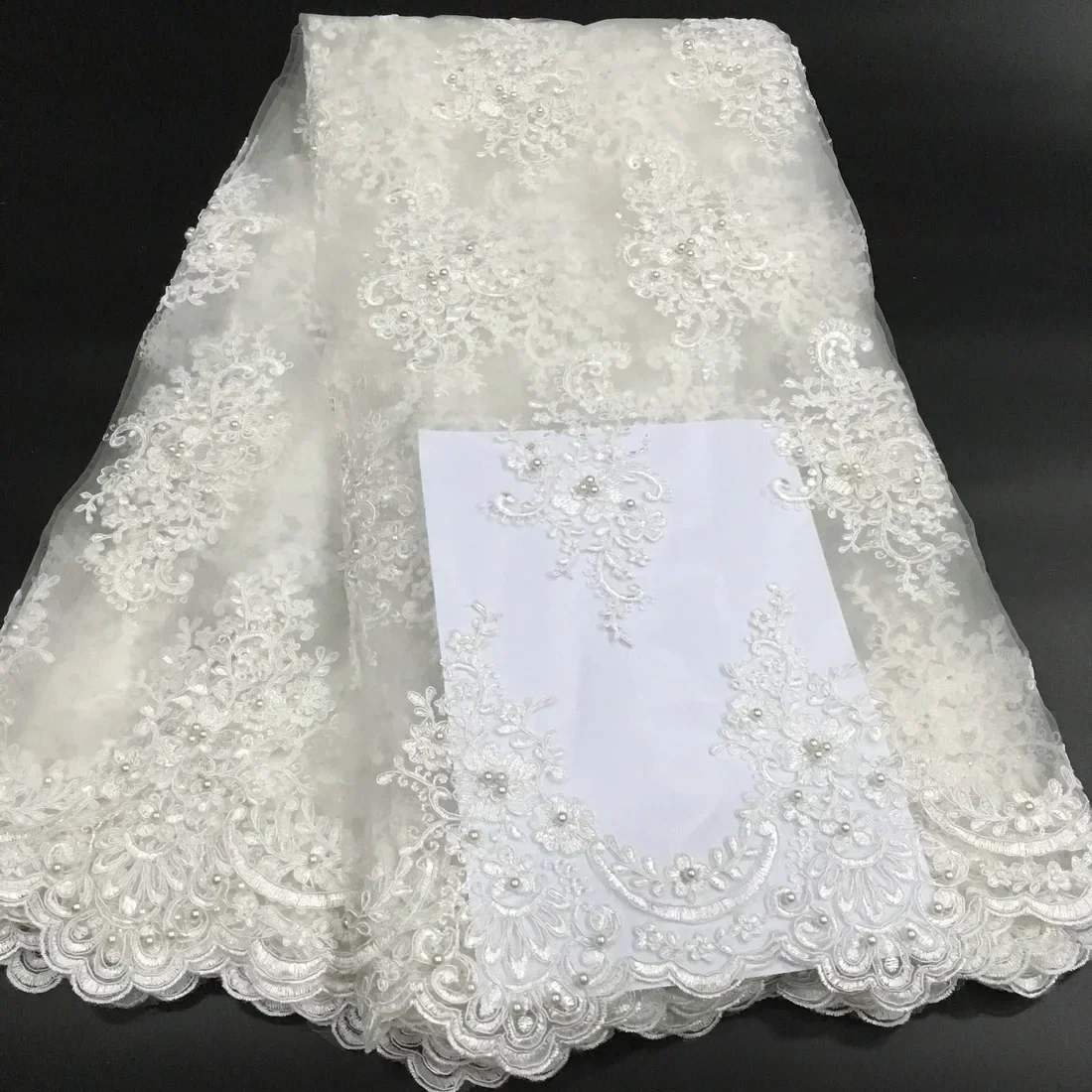 African Lace Fabric 2023 Embroidered Beaded Nigerian Laces Fabric Bridal High Quality French Tulle Lace Fabric For Wedding 1yard