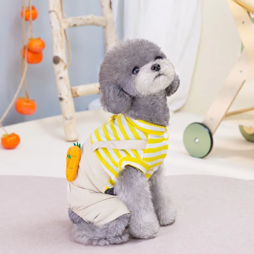 

Pet Supplies Fashionable Pet Dog Clothes with Radish Cute Puppy Jumpsuit Polyester Comfortable Dog Pajamas Summer