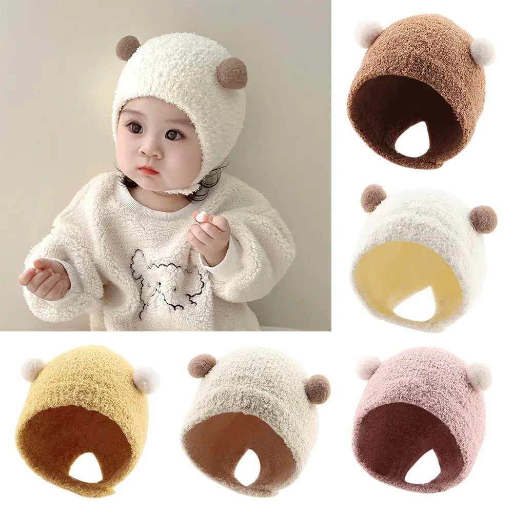 Plush Hat Warm Autumn Winter Hats Hip Hop Cute Warmer Bonnet Thickened Soft Baby Children Beanie Caps Baby Children Kids