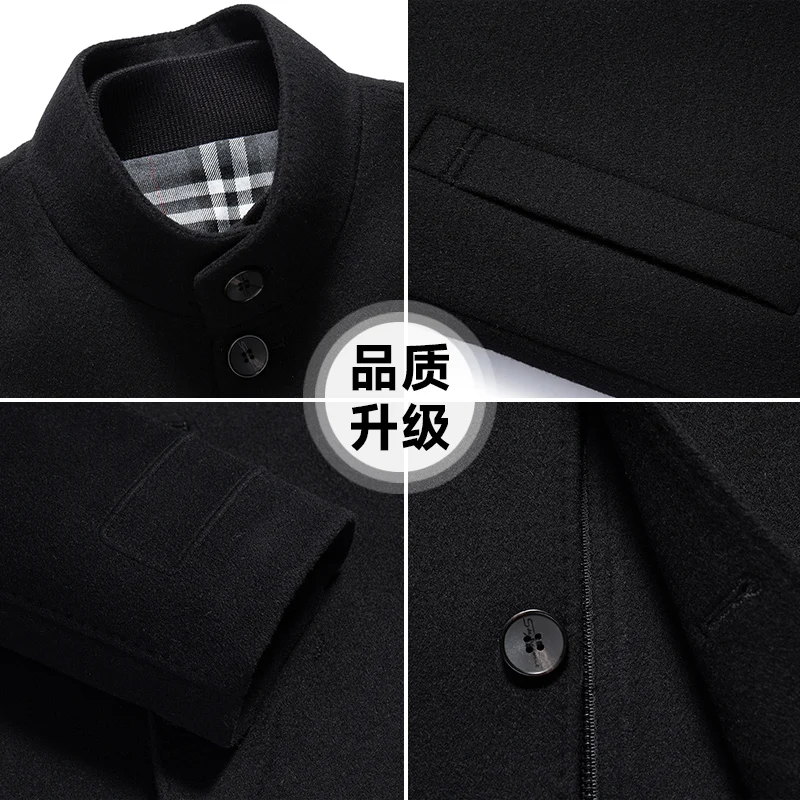 Autumn and Winter Wool Coat Men's Fashion Outdoor Camping Long 100% Wool Double-sided Trend Goose Down Inner Wool Coat