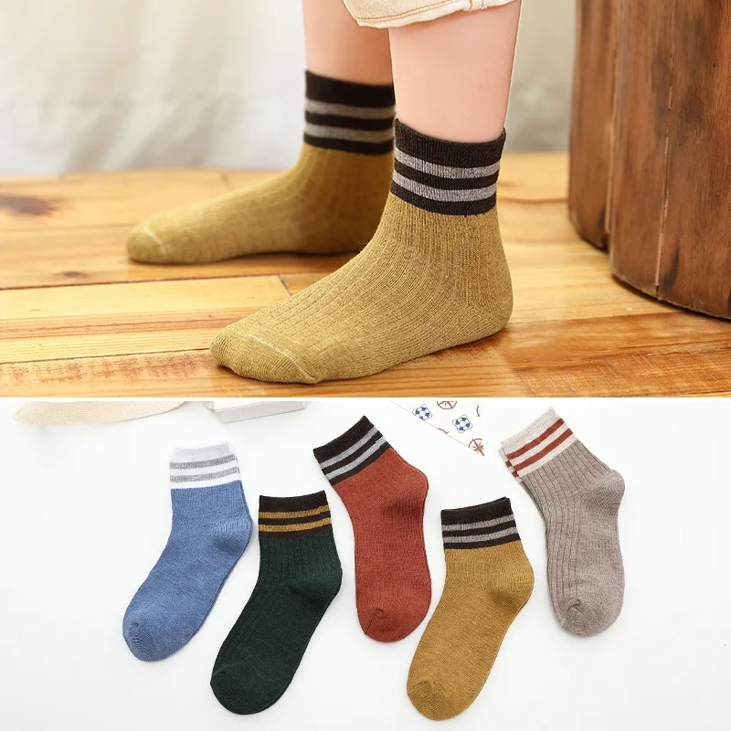 5 Pairs Kids Autumn Socks Winter Children Cotton Cartoon Baby Girls Boys Fashion Socks Size 1 2 3 4 5 6 7 8 9 Years KF055