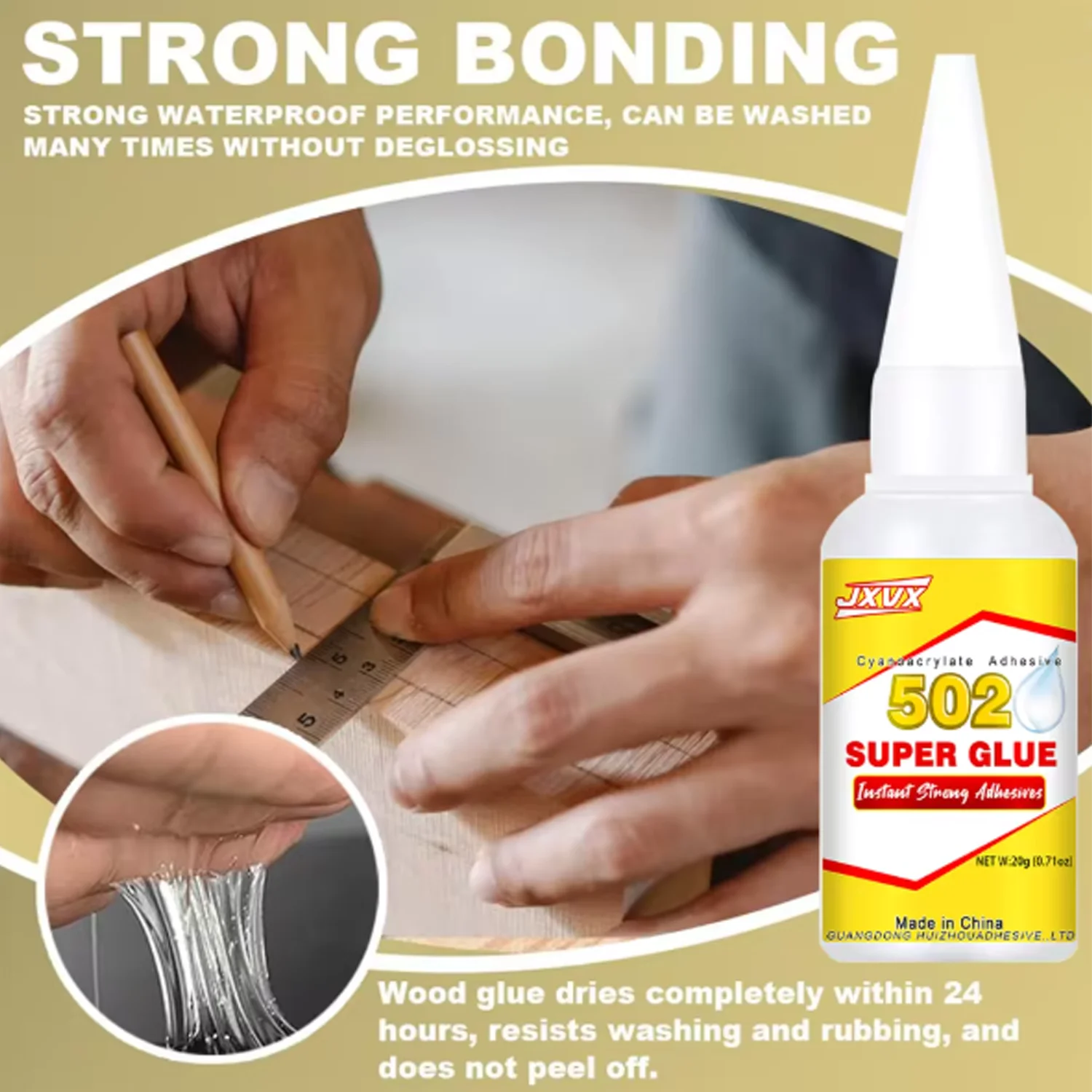 JXVX High-strength 502 Wood Super Glue Instant Quick-drying Cyanoacrylate Adhesive Leather Rubber Wood Metal Strong Fast Dry 502