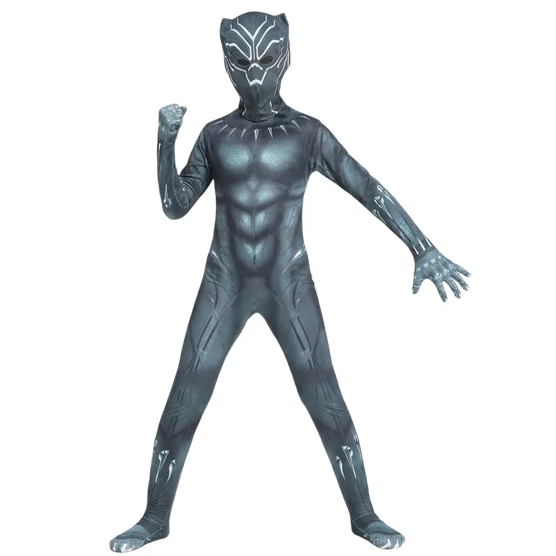 

Комбинезон черной пантеры для мальчиков и девочек с маской на Хэллоуин, костюм супергероя для детей, мягкая дышащая ткань, праздничное платье, косплей