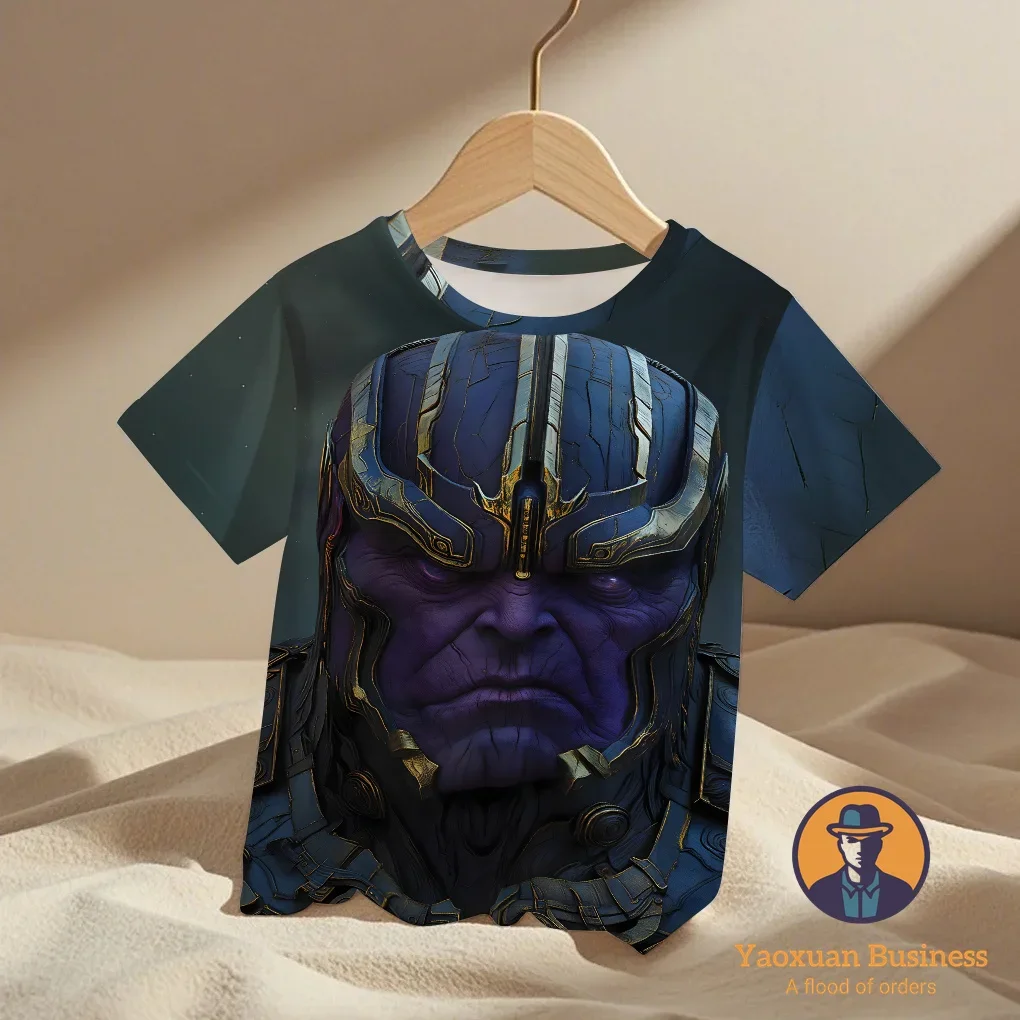 

Stylish 2025 Avengers Thanos Children Boys Girls 3D Cartoon Printed Short Sleeve Cooling Windproof Summer T-Shirt