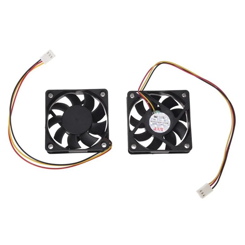 5Pcs 60Mm 6Cm DC 12V 3 Pin Computer Case CPU Cooler Cooling Fan Black 2 Pcs