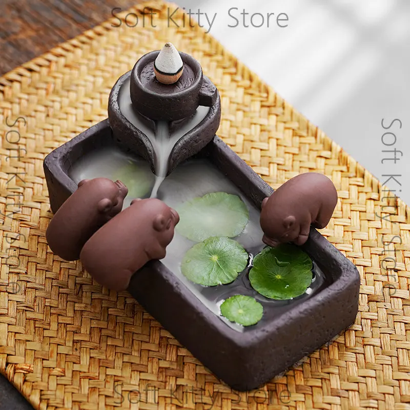 Purple sand piglet drinking water backflow incense burner sandalwood burner incense household agarwood