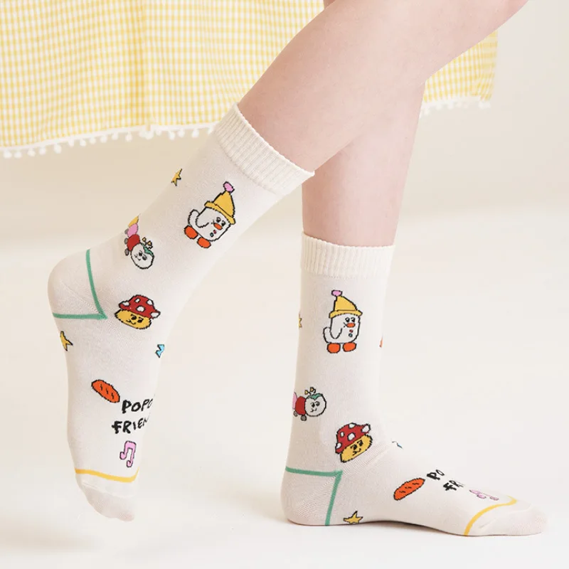 Summer Cute Cartoon Pattern Women's Socks Thin Knitted Combed Cotton Lolita Youth Fashion Anime Mid-Calf Socks Hosiery Wholesale