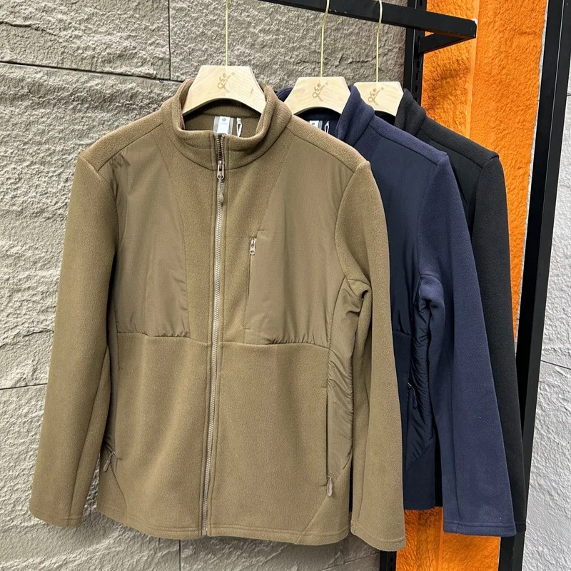 

Original Design Double-Sided Fce Spor Stand Collar Long Sve Jaet Men's Autumn Faion Outerwear Breathable Polyester
