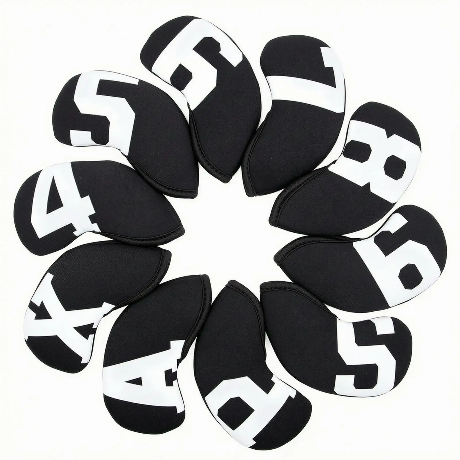 10 Pieces Golf Iron Head Covers Soft Neoprene Iron Headcovers with Printed Numbers Golf Club Covers Padded Shielding