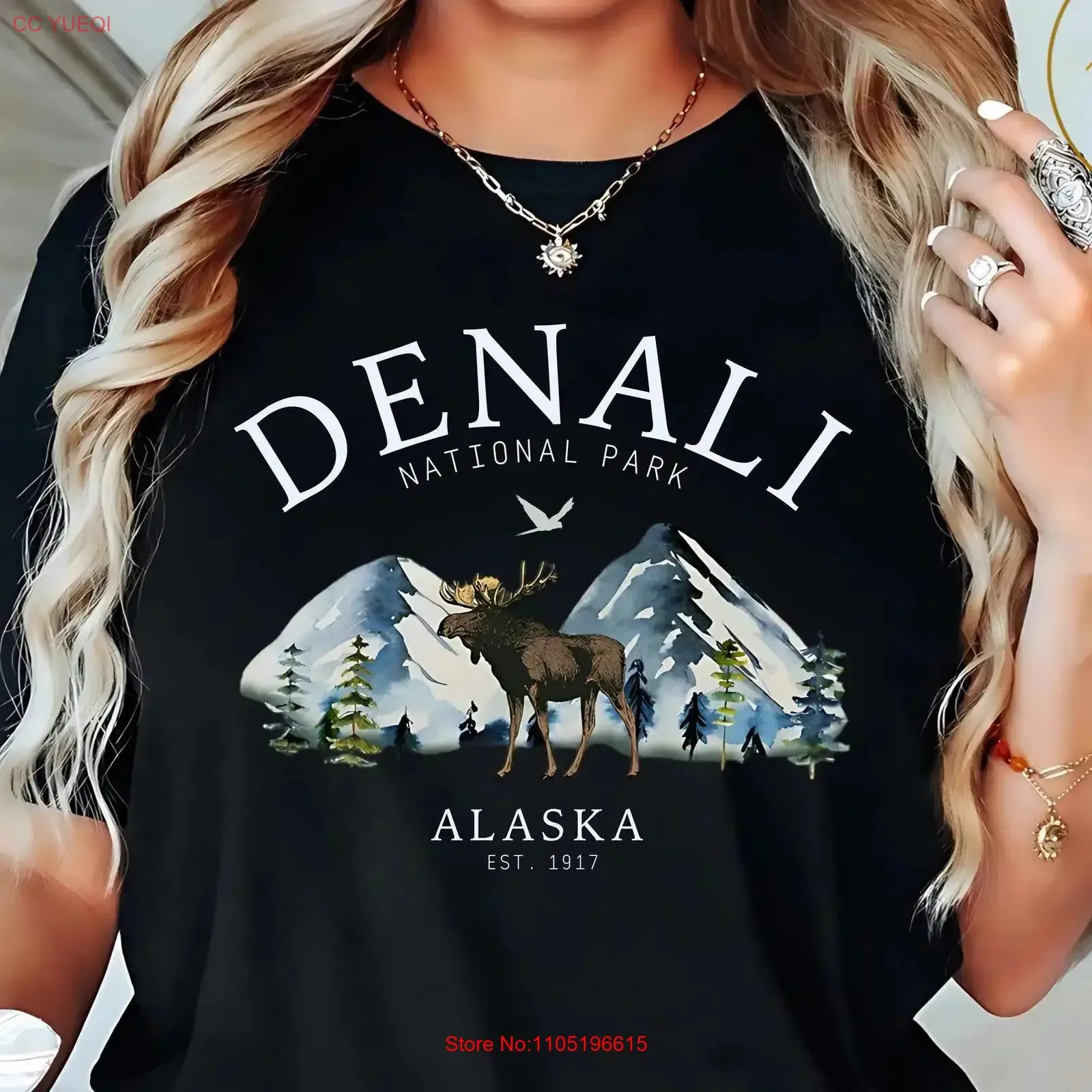 Denali National Park T Shirt Alaska Mountains Moose Vintage Nature Adventure Outdoor Lovers Travel vintage Washed Stretched