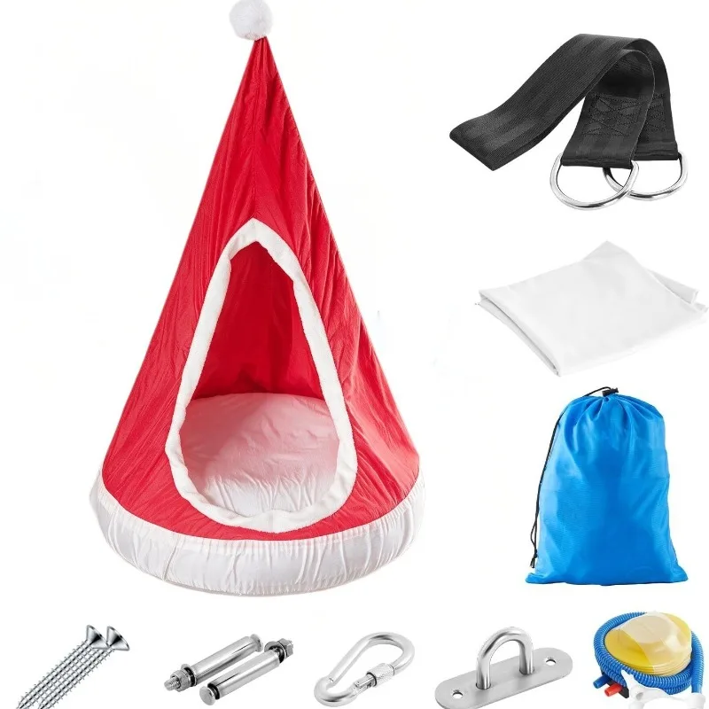 chair indoor and outdoor 2026 new Christmas hat style hammock with inflatable pad to widen and increase swing