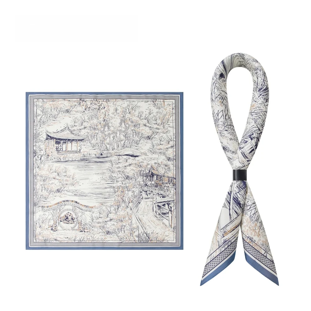 men's-double-sided-silk-square-scarf-busin-accory-chinese-garden-hand-painted-pattern-casual-versatile-faion-item