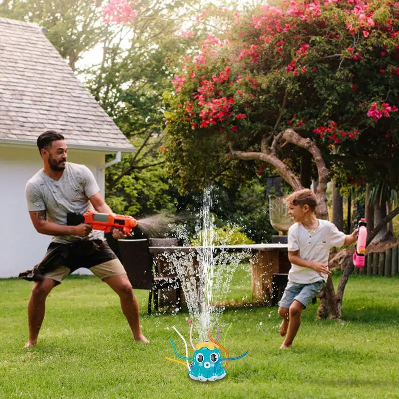 Rociador de agua con forma de pulpo para niños, juguete rociador de agua para exteriores, patio trasero, jardín, verano, dibujos animados, juguete de baño para bebés