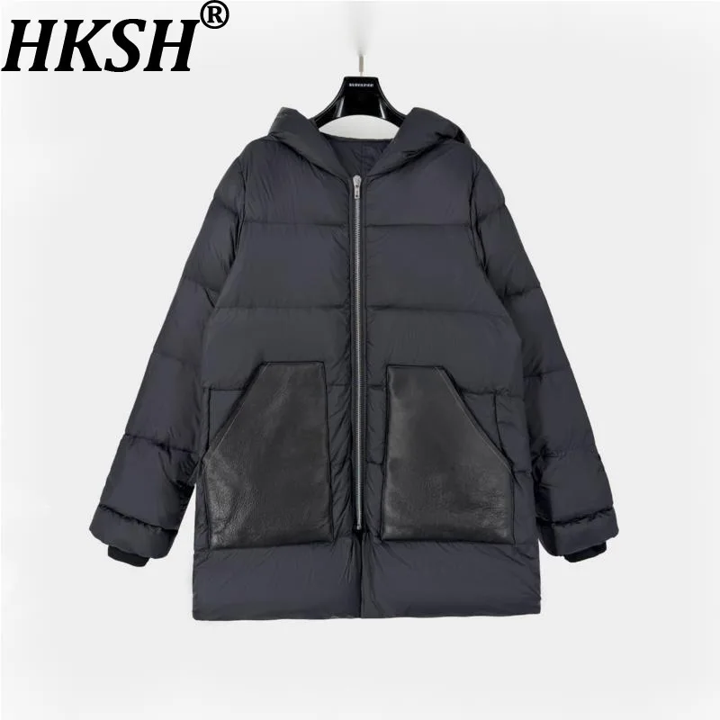 

HKSH 2025, осень-зима, новинка для мужчин, темный стиль, повседневный пуховик в стиле пэчворк, ветрозащитное стеганое пальто с большим карманом, шикарное Ins HK15167