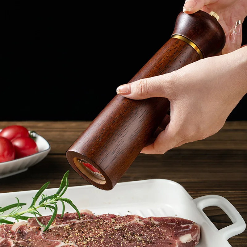 Wooden Pepper Mills Salt and Pepper Grinder 5/8 Inch Spice Pepper Grinder with Adjustable Ceramic Handheld Herb Seasoning Mills