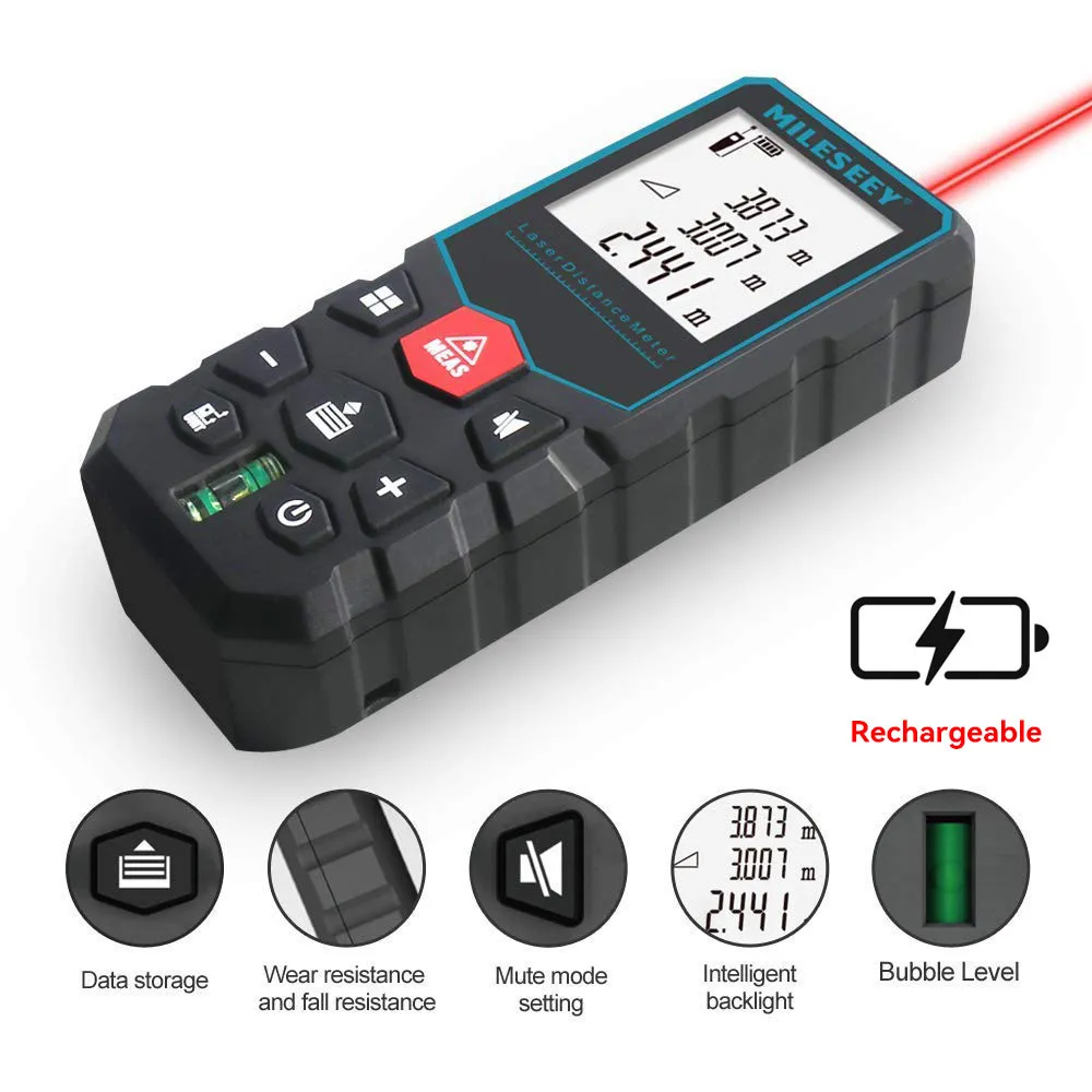 

Mileseey X5 Rechargeable Laser Rangefinder 40M 100M,Digital Distance Meter High Precision Tape Measurement Tools.