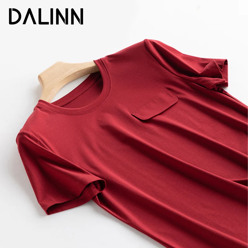 

Woman T Shirts Basic O Neck Short Sleeves Chest Pocket Cotton Natural Fabric Tee 2023 Spring Summer New Top Blue DALINN