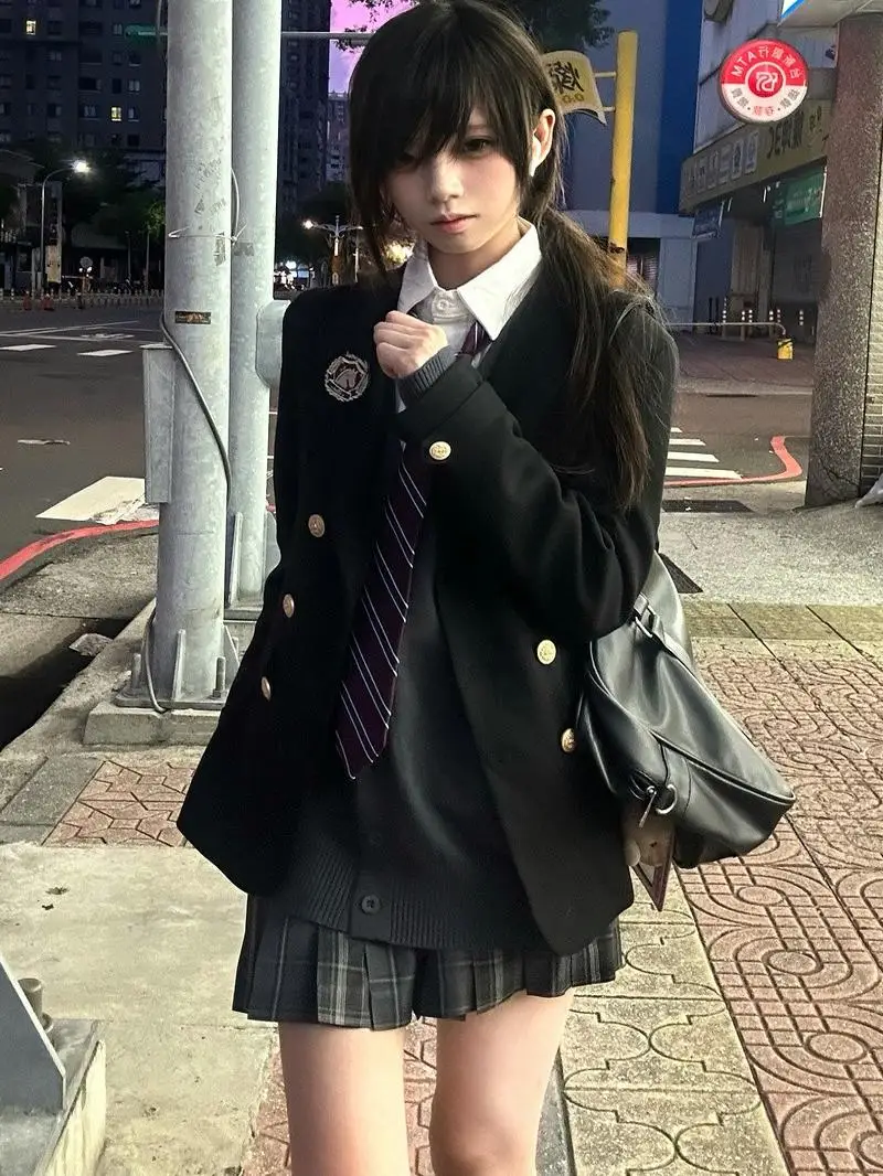 

Женский двубортный пиджак в академическом стиле JK для осени и зимы, повседневная верхняя одежда для города и на каждый день