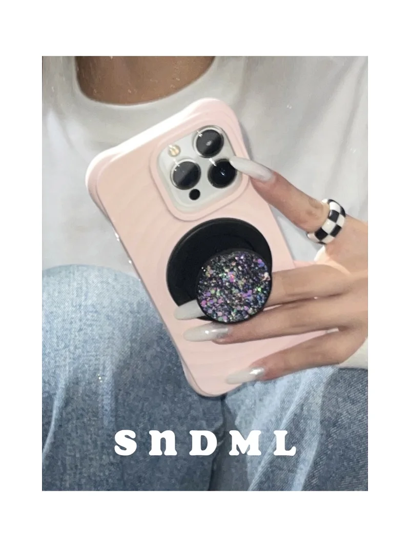 Glitter Bow Flower Magnetic Stand Colorful Laser Popular Phone Grip Folding Holder For iPhone 13 Samsung Crystal Stretch Bracket