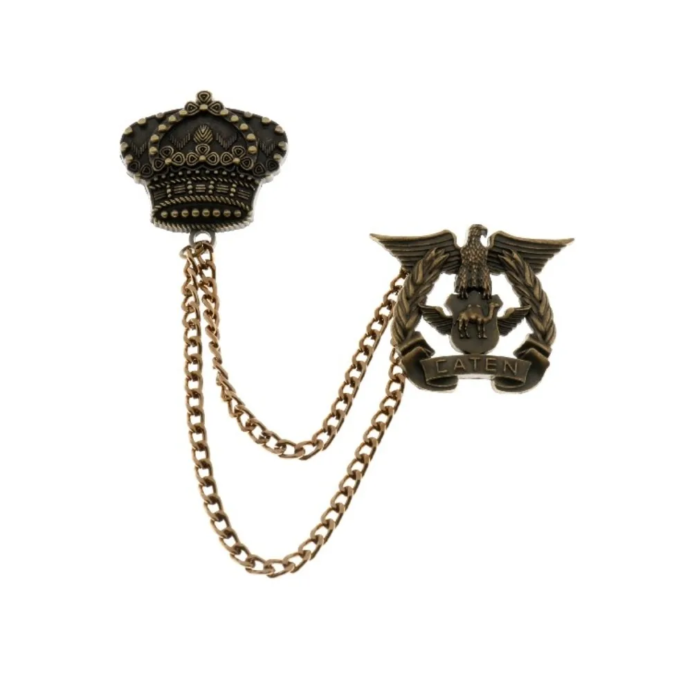 Vintage Men's Badge Crown Chain Tassel Collar Flower Accessory Suit Collar Button Small Pin