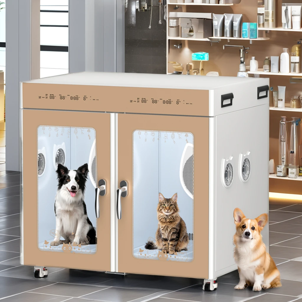 

60kg Large Stainless Steel Pet Dryer Box For Dogs 4 Motors 2 Independent Control Soft Combs Easy To Use Safe Charge For Dogs