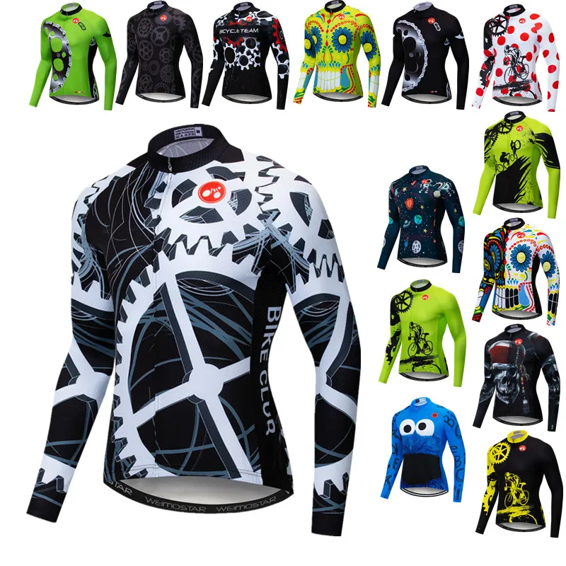 Weimostar Gear Cycling Jersey Long Sleeve Men Autumn Mountain Bike Wear Pro Team Cycling Shirt Breathable Bicycle Clothing Tops