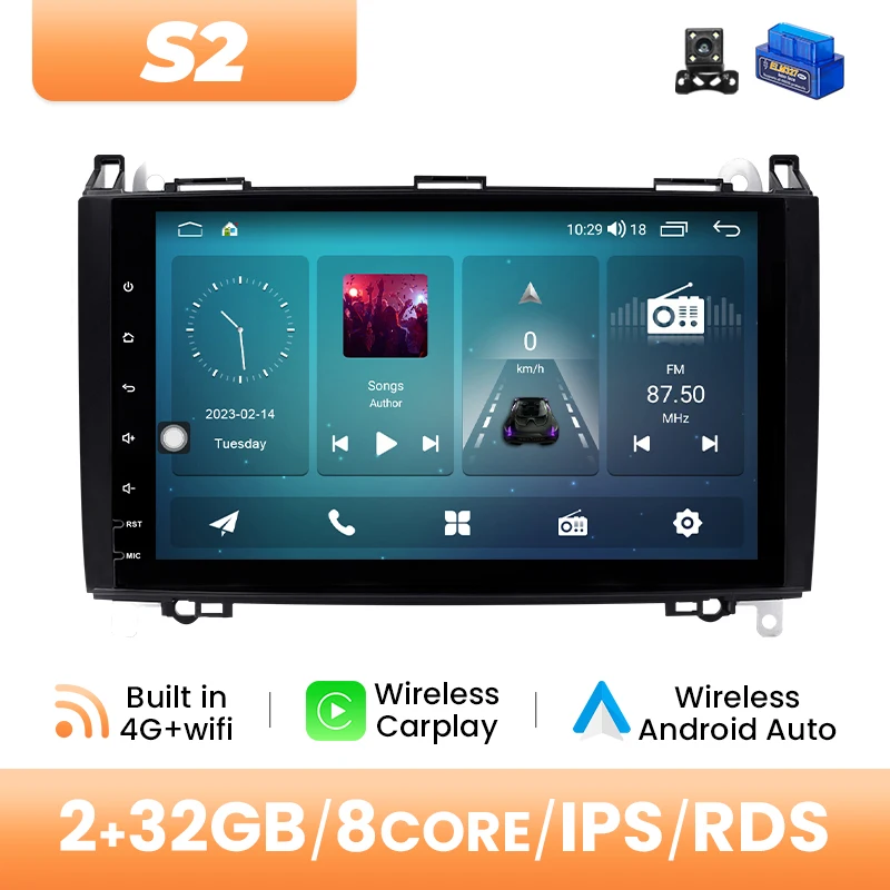 Android 14 Autoradio Multimedia Voor Mercedes Sprinter W906 Benz B200 EEN B Klasse W245 W169 Viano Vito W639 8GB 128GB GPS 4G Wifi